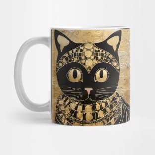 Black and Gold Klimt Cat in Egyptian Costume Mug